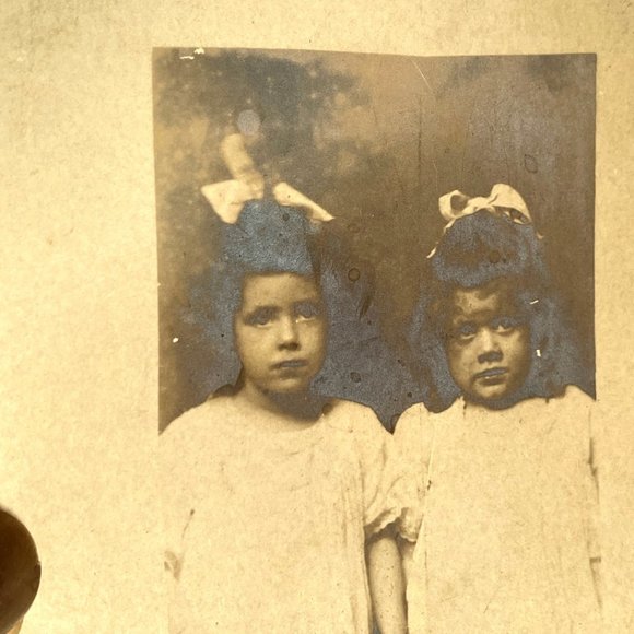 RPPC c1910 Two Young Girls Holding Hands Gel Silver AZO Divided Back Postcard - Picture 3 of 6